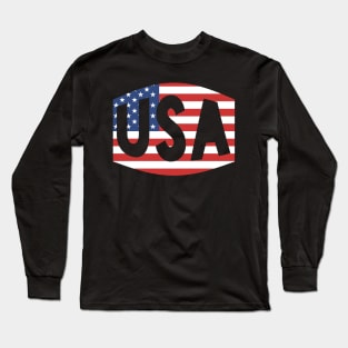 USA Patriotic America Red White Blue Flag Superhero Facemask Long Sleeve T-Shirt